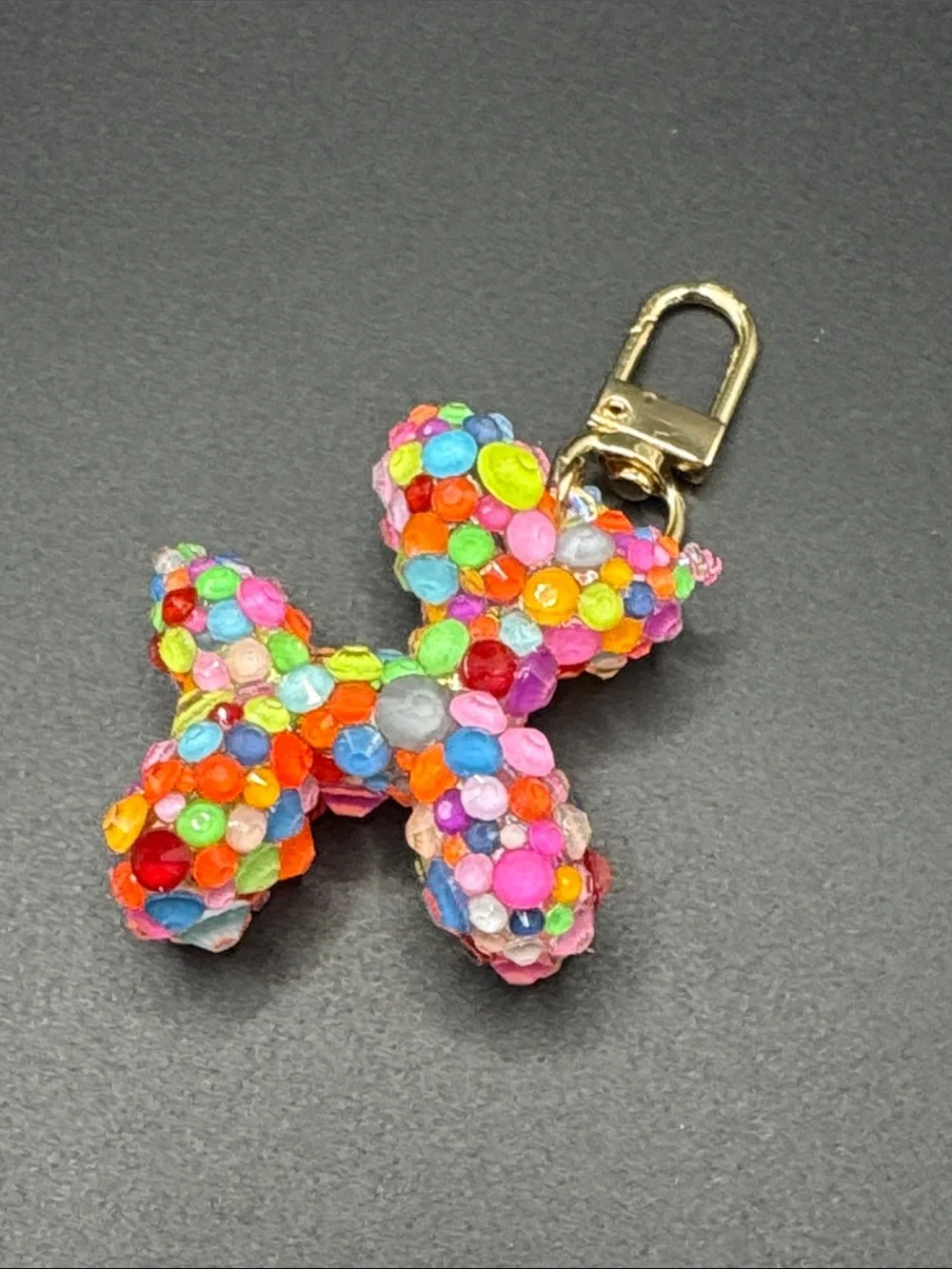 Handmade Multicolor Neon Balloon Dog Blinged/Bedazzled Keychain Bag Charm